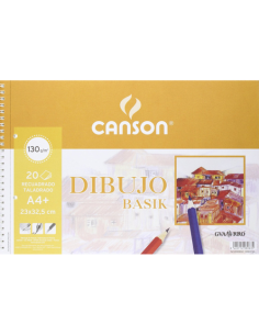 Bloc dibujo espiral basik a4 20h 130g con recuadro y taladro microperforado