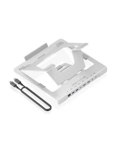 Soporte de Sobremesa Ajustable para Portatil / Tablet con USB-C Docking 7 en 1, Gris