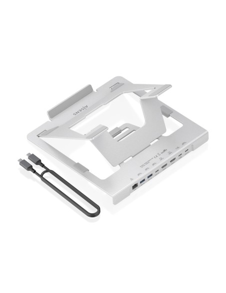 Soporte de Sobremesa Ajustable para Portatil / Tablet con USB-C Docking 7 en 1, Gris