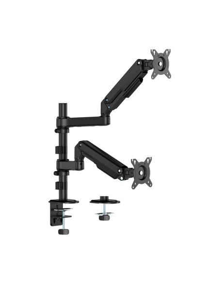 Soporte de Mesa Eco Contrapeso Giratorio e Inclinable Para Monitor/TV 9kg (3 Pivotes, 2 Brazos) de 17-32", Negro