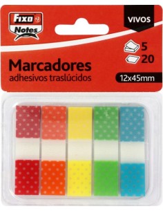 Blister 5 marcadores autoadhesivos translucidos colores vivos 12x45mm