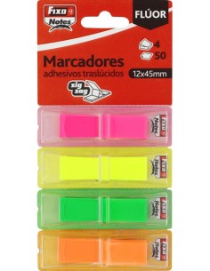 Blister 4 marcadores autoadhesivos translucidos colores fluo 4x50mm