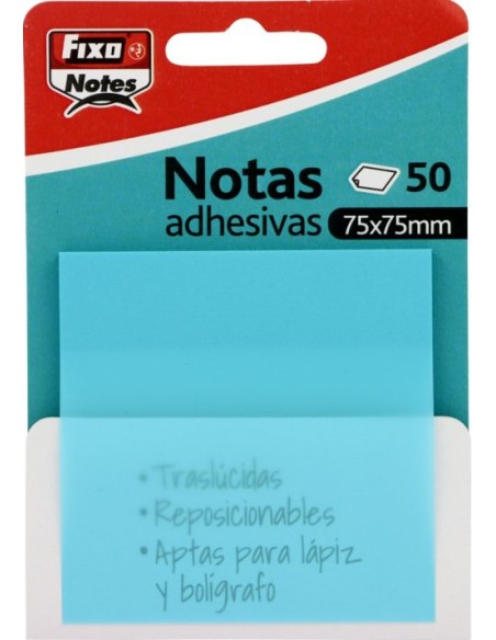 BLOC 50 NOTAS ADHESIVAS TRANSLUCIDAS 75X75 AZUL PASTEL BLOC 50 NOTAS ADHESIVAS TRANSLUCIDAS 75X75 AZUL PASTEL