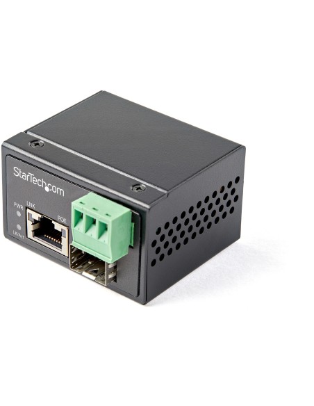 Conversor de Medios Ethernet Industrial PoE+ de Fibra a Ethernet de 30W - Convertidor SFP a RJ45 de Fibra IP30 (IMC1GSFP30W)