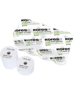 PACK 10 ROLLO PAPEL TERMICO SIN BISFENOL 60X55X12MM KORES