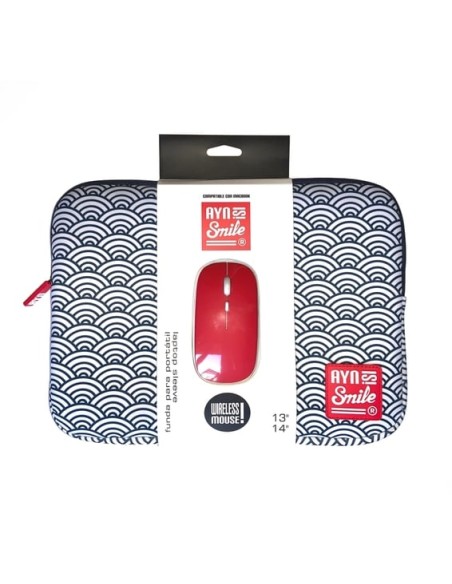 Laptop sleeve Kimono 13"-14" Seigaiha + Mouse