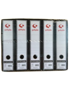 Pack 5 archivador de palanca folio carton entrecolado sin rado con caja