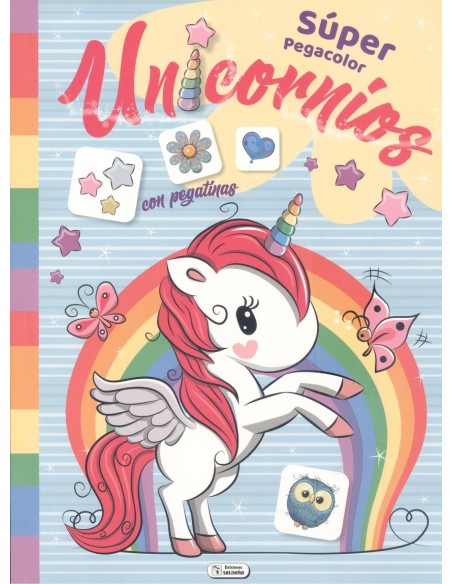 Super pegacolor unicornios con pegatinas