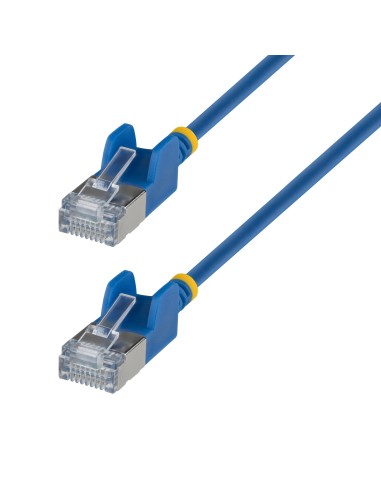 Cable Ethernet CAT6a Ultra Delgado de 30cm Azul - Cable de Red Snagless RJ45 FTP con Alambre de Cobre Puro 34AWG - Latiguillo de