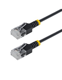 Cable Ethernet CAT6a Ultra Delgado de 80cm Negro - Cable de Red Snagless RJ45 UTP con Alambre de Cobre Puro 34AWG - Latiguillo d