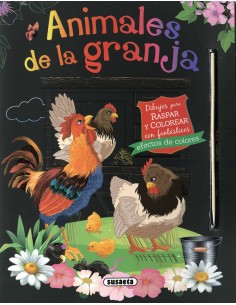 Animales de la granja Dibujos para raspar y colorear