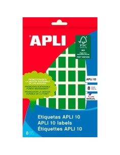APLI ETIQUETAS MANUALES 10 12X18MM VERDE 8 HOJAS