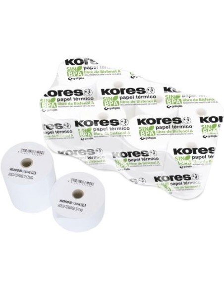 PACK 10 ROLLOS PAPEL ELECTRA 57X65X12MM KORES PACK 10 ROLLOS PAPEL ELECTRA 57X65X12MM KORES
