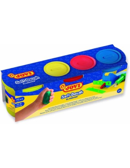 Pack 3 botes blandiver soft dough 110g colores amarillo rojo y azul
