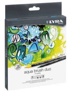 Estuche 12 rotuladores lyra aqua brush duo manga colores surtidos