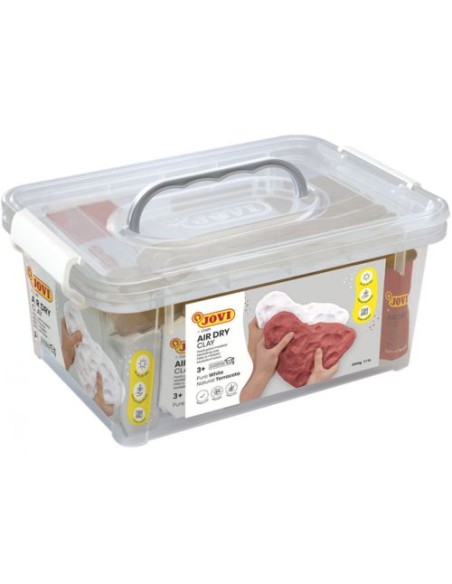 Set pasta modelar 500g air dry clay 5 blanco 2 terracota 20 espatulas