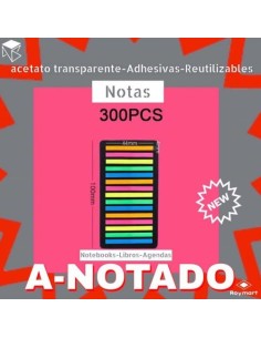 PAQ 300 NOTAS SENALADORES ACETATO TRANSPARENTE COLORES SURTIDOS