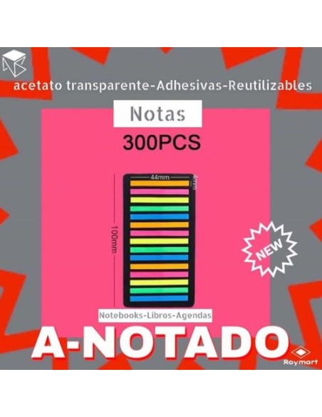 PAQ 300 NOTAS SENALADORES ACETATO TRANSPARENTE COLORES SURTIDOS PAQ 300 NOTAS SENALADORES ACETATO TRANSPARENTE COLORES SURTIDOS