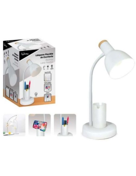 LAMPARA SOBREMESA ENCHUFABLE FLEXIBLE C CUBILETE BLANCO