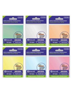 Taco notas adhesivo bismark translucido metalico 76x76mm surtido
