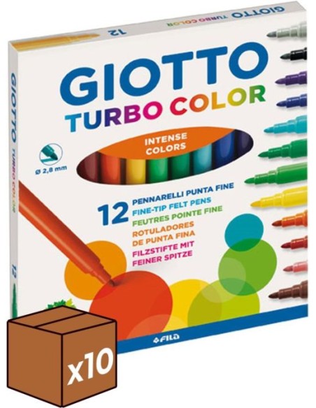 Rotuladores Giotto Turbocolor 12 colores pack 10u