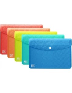 Paq 5 carpeta sobre plastico a6 cierre broche colores pastel