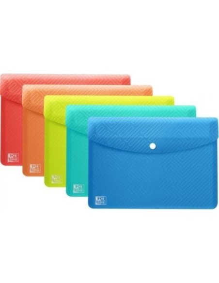 Paq 5 carpeta sobre plastico a6 cierre broche colores pastel