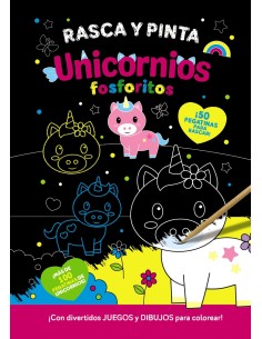 Rasca y pinta unicornios fosforitos