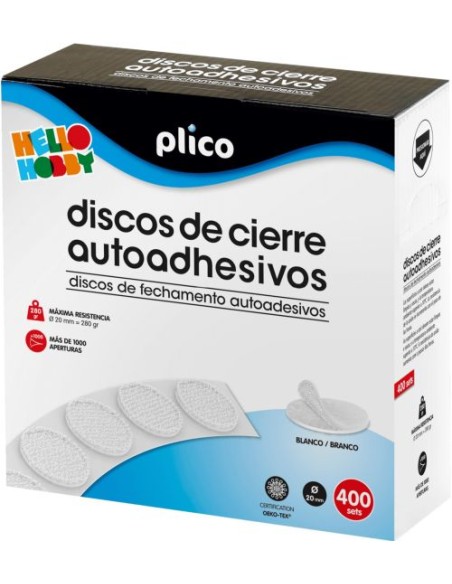 Discos de cierre textil autoadheivos color blanco 20mm 400 unidades
