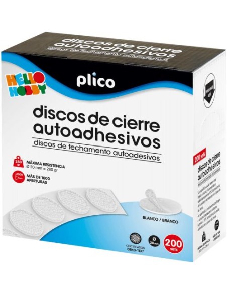 Discos de cierre textil autoadheivos color blanco 20mm 200 unidades