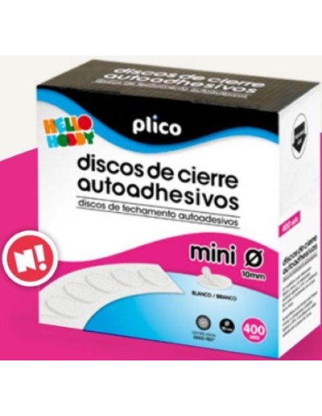 Discos de cierre textil autoadheivos mini color blanco 10mm 400 unidades