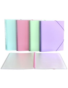 C 4 CARPETA 20 FUNDAS PASTEL C GOMA REGALO SEPARADORES EXTRAIBLES