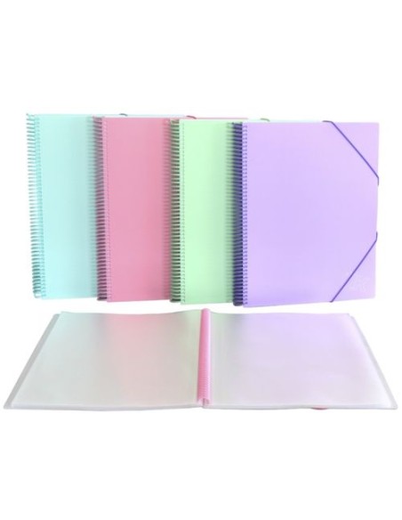 C 4 CARPETA 20 FUNDAS PASTEL C GOMA REGALO SEPARADORES EXTRAIBLES