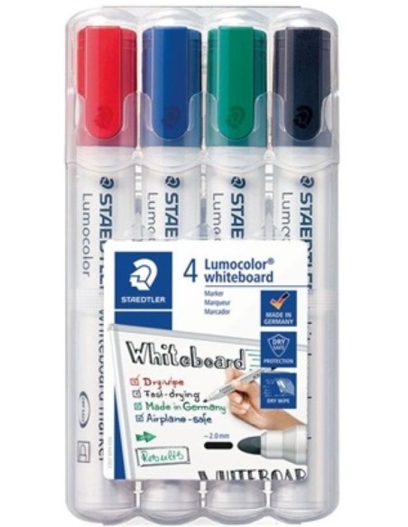 Estuche 4 rotuladores lumocolor whiteboard 351 colores basicos