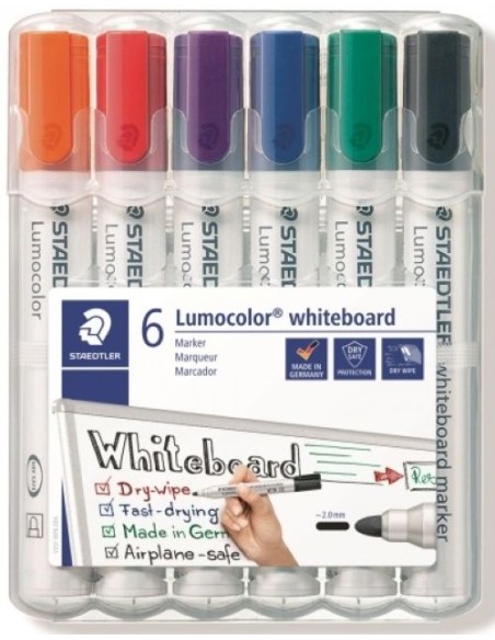 Estuche 6 rotuladores lumocolor whiteboard 351 colores basicos