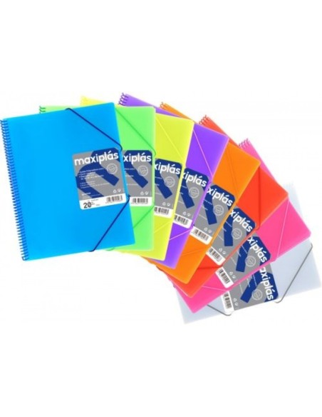 PAQ 12 CARPETAS A4 50 MULTIFUNDAS ESPIRAL MAXIPLAS POLIPROP