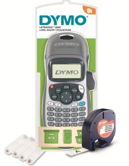 ROTULADORA DYMO LETRATAG LT 100H SILVER 1 CINTA REGALO 4 PILAS AA