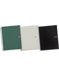 Pack 3 cuaderno espiral notebook8 a5 200h 70g cuad5x5 the original color kaki gris y negro