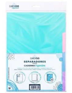 SEPARADORES INGENIOX A4 PP TRANS NEON 4 POSICIONES