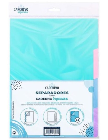 SEPARADORES INGENIOX A4 PP TRANS NEON 4 POSICIONES