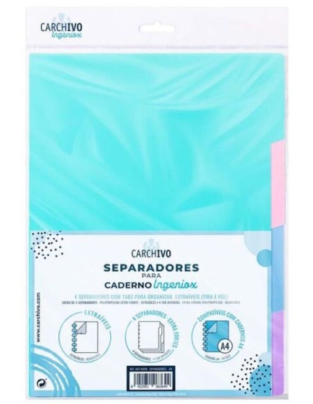 SEPARADORES INGENIOX A4 PP TRANS NEON 4 POSICIONES