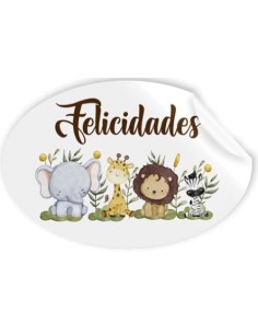 Rollo 250 etiquetas ovalada felicidades