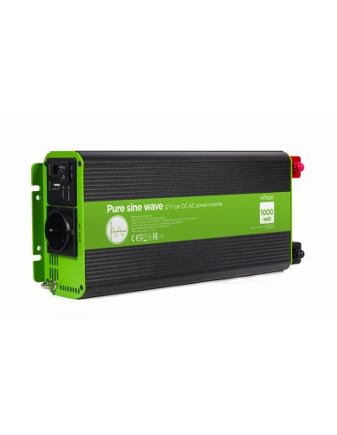 EG-PWC-PS1000-01 adaptador e inversor de corriente Auto 1000 W Negro, Verde