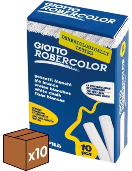 pack 10u Estuche 10 tizas blancas robercolor