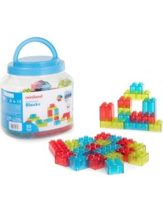 JUEGO CONSTRUCCION BLOQUES TRANSLUCIDOS 55 PIEZAS