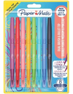 BLISTER 8 ROTULADORES DOBLE PUNTA FLAIR DUAL COLORES SURT