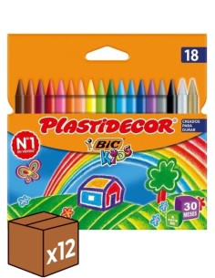 PACK 12U ESTUCHE 18 CERAS PLASTIDECOR