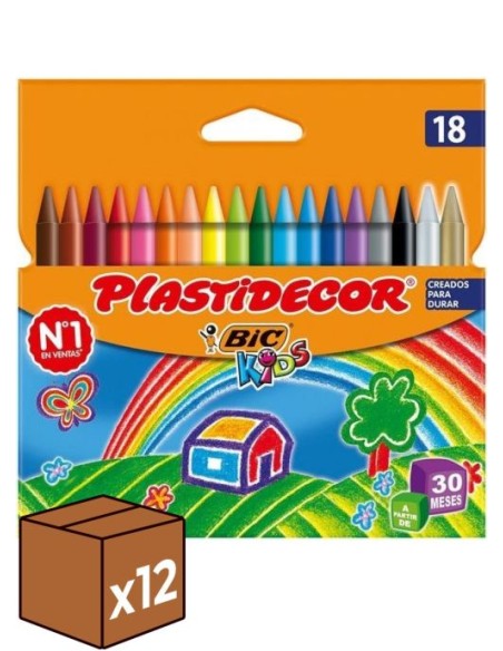 PACK 12U ESTUCHE 18 CERAS PLASTIDECOR