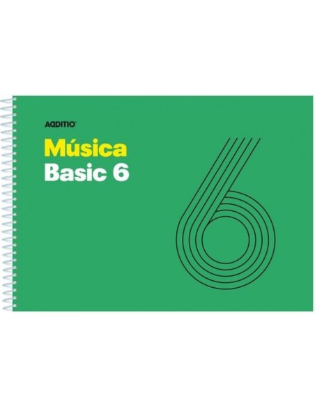 Cuaderno espiral musica basic 6 pentagramas de 9mm por pagina 25 hojas