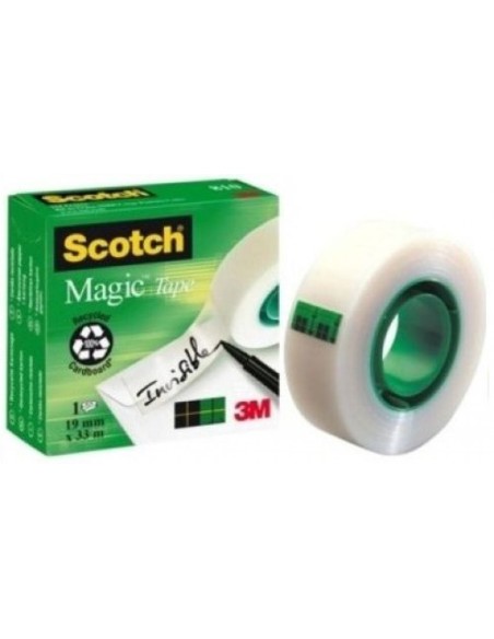 Pack 12 rollos cinta adhesiva scotch magic 33mx19mm
